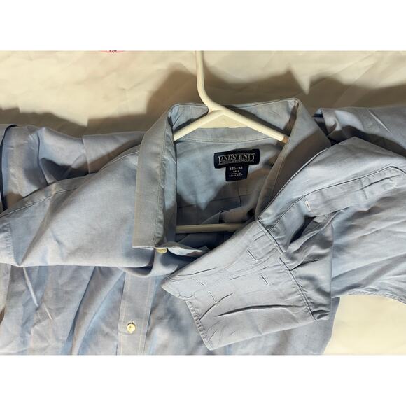 Lands' End 18-1/2 / 38 Tall LS No Iron Oxford Dress Shirt blue french cuffs - Picture 5 of 7